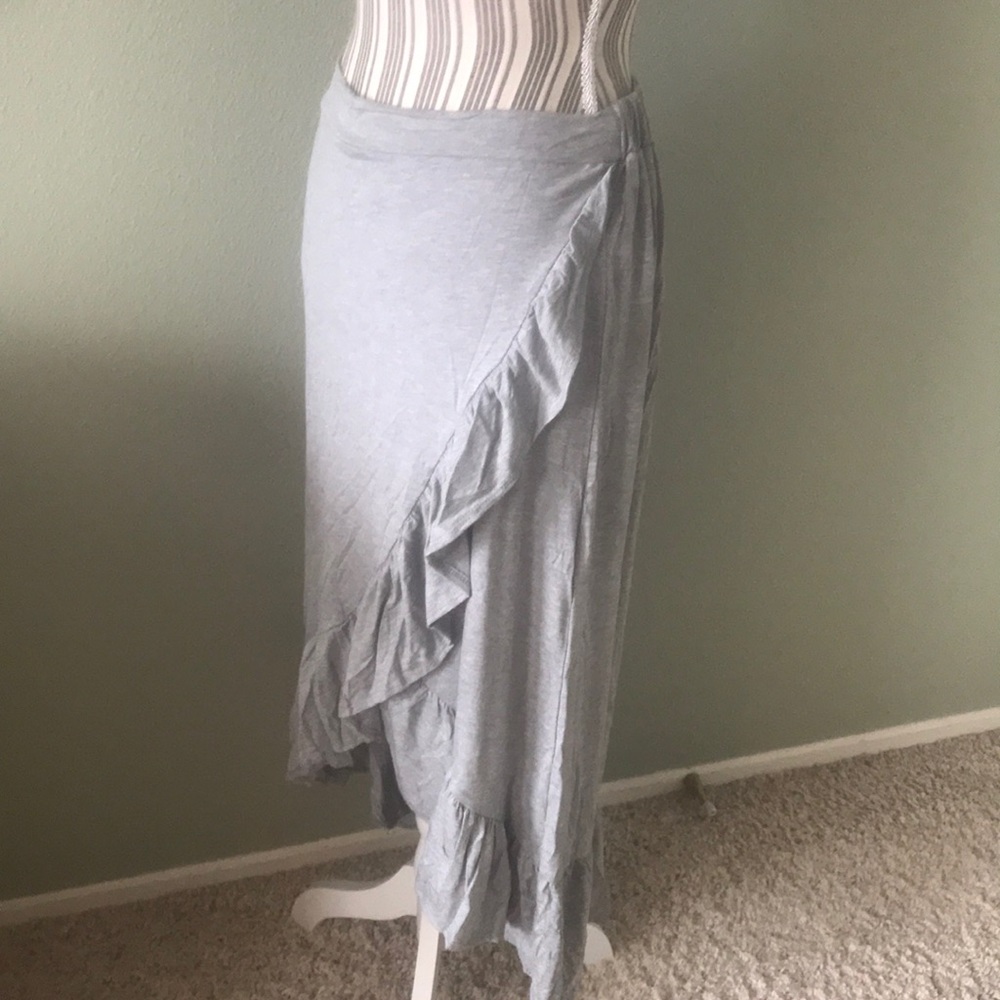 Ruffle Wrap Maxi Skirt, Gray - Picture 3 of 4